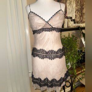 Soft black lace sheer slip dress